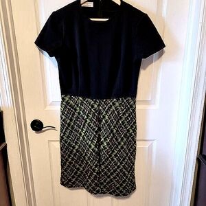 Philosophy Di Alberta Ferretti Dress 10 Black Green Virgin Wool Tweed Whymsigoth